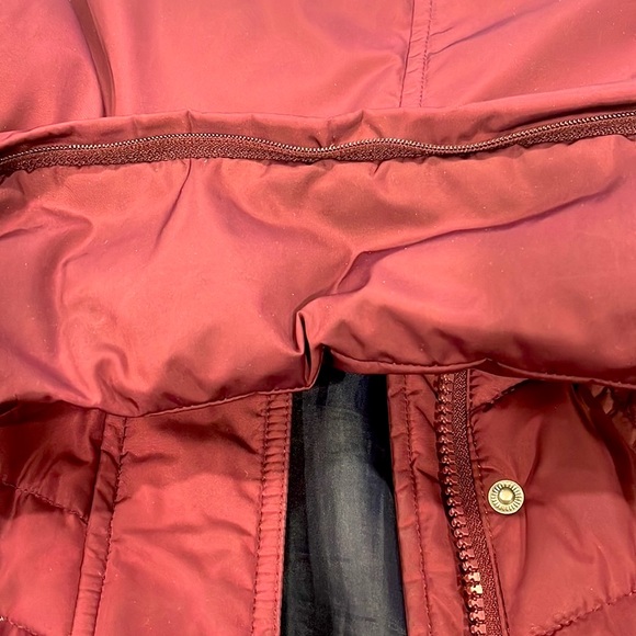 Tommy Hilfiger Burgandy Puffer Long Jacket Coat Detachable Faux Fur Hoodie M - Picture 12 of 15